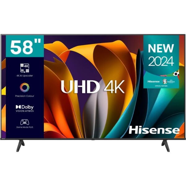 Hisense 58 inch 4K UHD A6 Series Smart TV 58A6HS plus DStv Full Kit – Frameless Vidaa Smart TV, Bluetooth, HDMI, USB, Netflix and Youtube One Touch