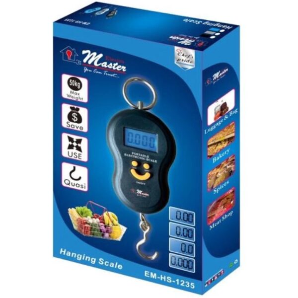 Electro Masters Portable Electronic Hanging Weighing Scale 50Kg Max Weight EM-HS-1235