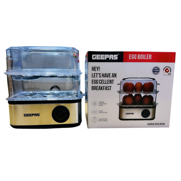 Geepas 2-in-1 Egg Boiler & Poacher 2 Tier 16 Eggs GEB63019UK - Image 2
