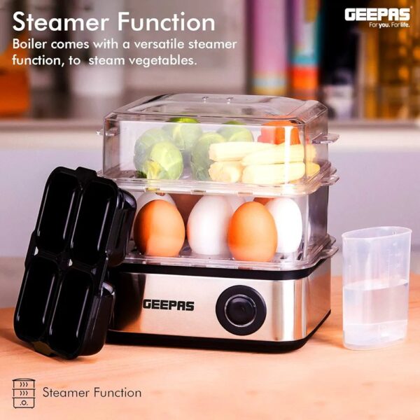 Geepas 2-in-1 Egg Boiler & Poacher 2 Tier 16 Eggs GEB63019UK - Image 3