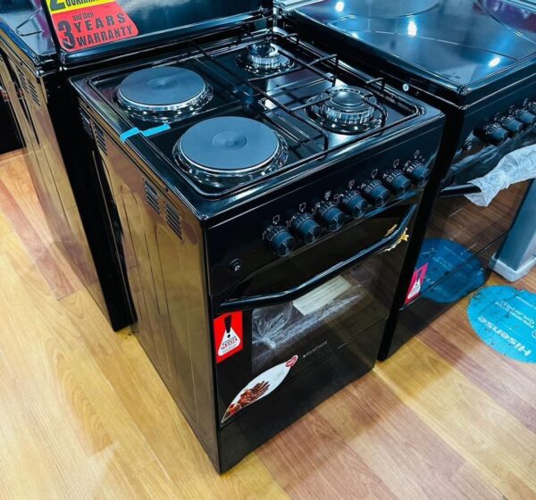 Blueflame 2 gas burners, 2 Electric Gas Cooker 50x50cm with electric oven - Black C5022E - B