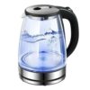 Hoffmans 2L Glass Electric Kettle With LED Blue Light- Silver , Black HM-2513