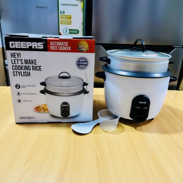 Geepas 1.5L Automatic Rice Cooker 3-in-1 [ Cook, Steam & Keep Warm ] GRC35011 - Image 2