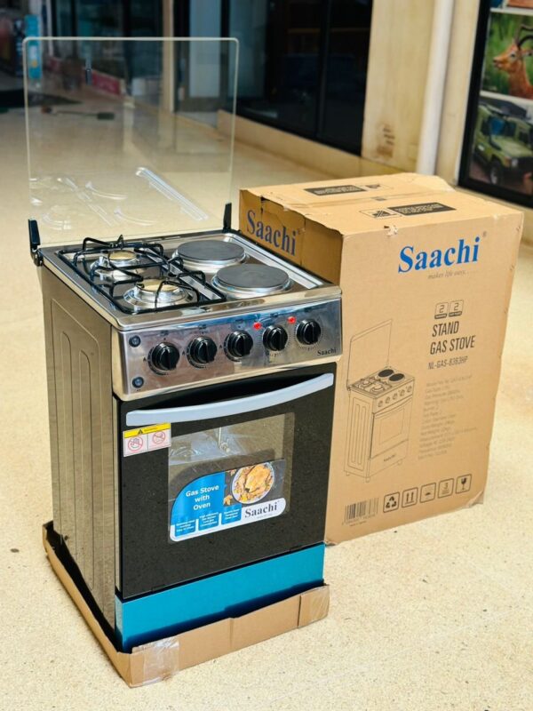 Saachi 2 Gas Burner, 2 Electric Plates Gas  Cooker Oven 50x50cm 6363 - Image 2