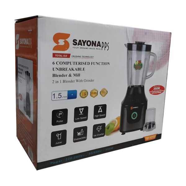 Sayona Computerized Unbreakable Jar Blender & Mill SB-4233 - Image 2