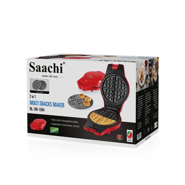Saachi 2 in 1 Waffle/Donut Maker NL-2M-1564-RD - Image 2