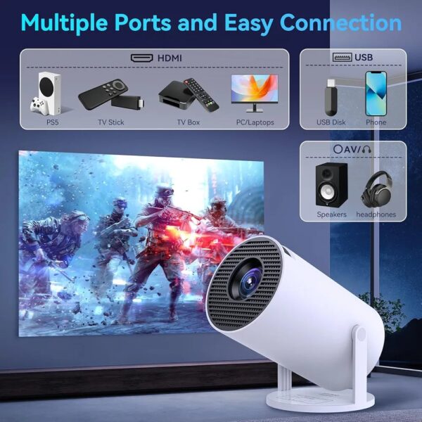 4K Mini Smart Projector 1080P Wifi Bluetooth Portable Home Theater - Image 4
