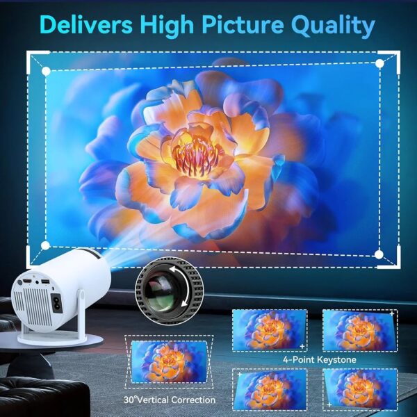4K Mini Smart Projector 1080P Wifi Bluetooth Portable Home Theater - Image 5
