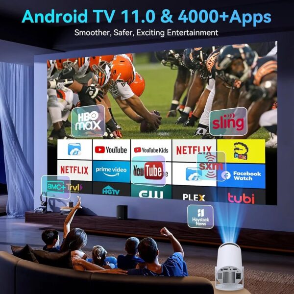 4K Mini Smart Projector 1080P Wifi Bluetooth Portable Home Theater - Image 7