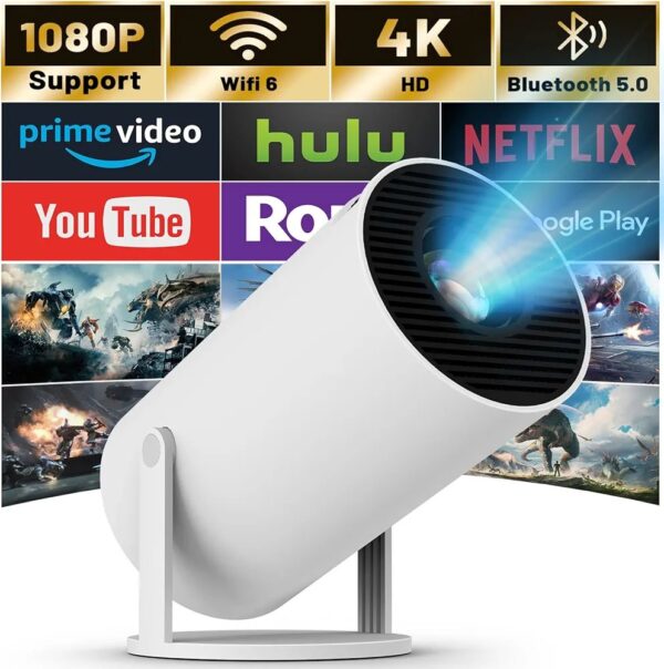 4K Mini Smart Projector 1080P Wifi Bluetooth Portable Home Theater - Image 2