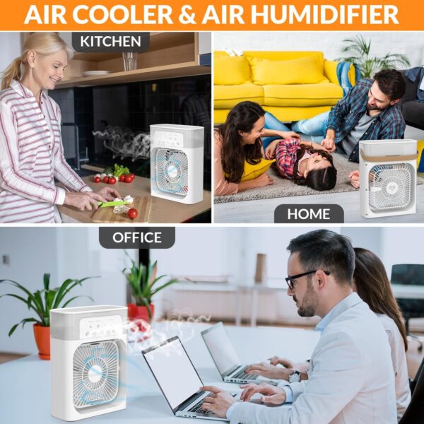 Portable Ice Air Cooler & Fan 3 in 1 with 7 Colours LED Lights - Image 6