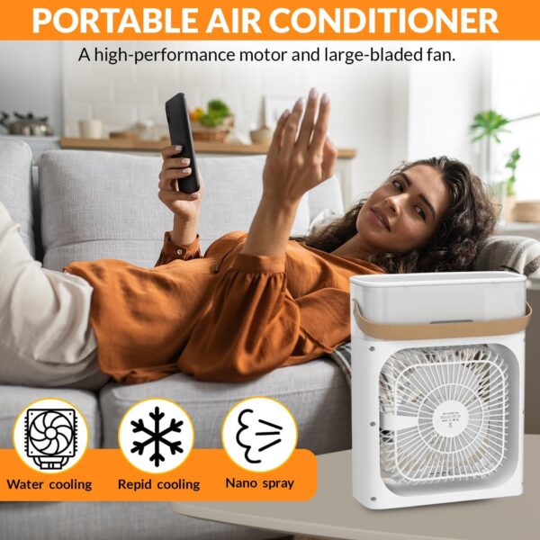 Portable Ice Air Cooler & Fan 3 in 1 with 7 Colours LED Lights - Image 3