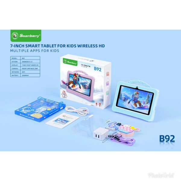 Smartbarry B92 Kids Learning Tablet 7 inches, WiFi Connection only - Image 2