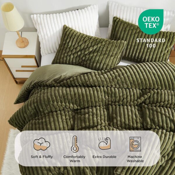Olive Green Coral Velvet Duvet 4pcs 6by6 - Image 2