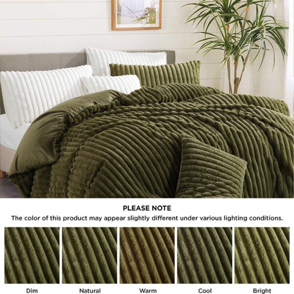 Olive Green Coral Velvet Duvet 4pcs 6by6 - Image 4