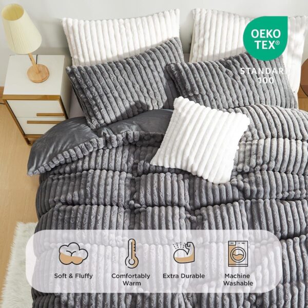 Gray Coral Velvet Duvet 4pcs 6by6 - Image 2