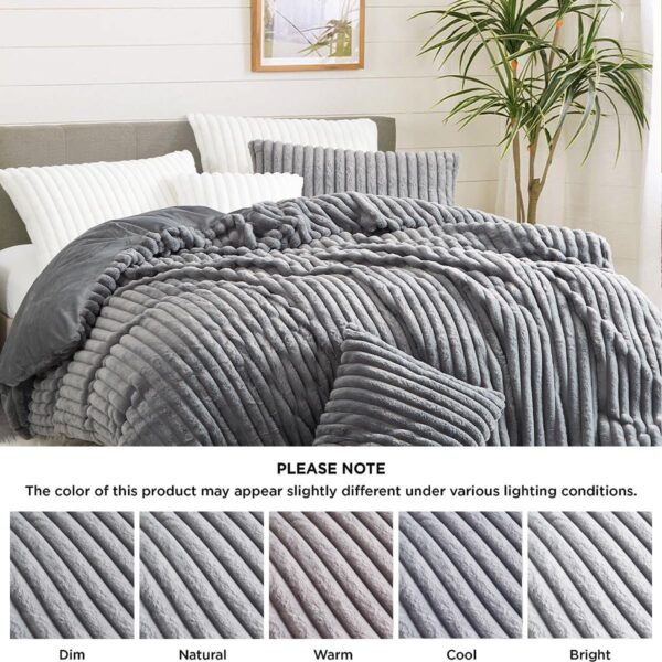 Gray Coral Velvet Duvet 4pcs 6by6 - Image 3