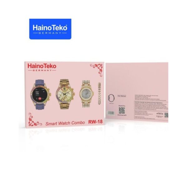 HainoTeko Smart Watch Combo RW-18 Couple Watches ( Gold ) - Image 2
