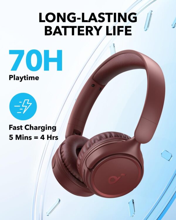 Anker Soundcore H30i Bluetooth Wireless & Wired Headphones 70 Hours Play Time ( Kids & Adults ) - Red - Image 2