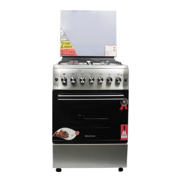 Blueflame 60by60cm 3 gas burners, 1 Electric Gas Cooker with electric oven S6031EP-BC - Inox Stainless steel