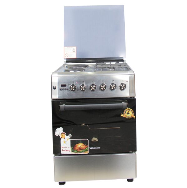 Blueflame 60by60cm 2 gas burners, 2 Electric Gas Cooker Diamond Series D6022ERF - Inox Stainless steel