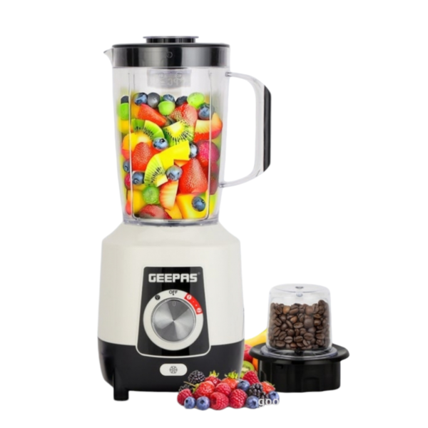 Geepas 1.6L 2-in-1 Blender GSB44107 Powerful Motor, Stainless Steel Blade & Grinder Attachment