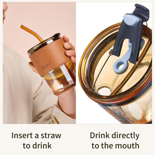 Glass Cup with Glass Straw - Image 3