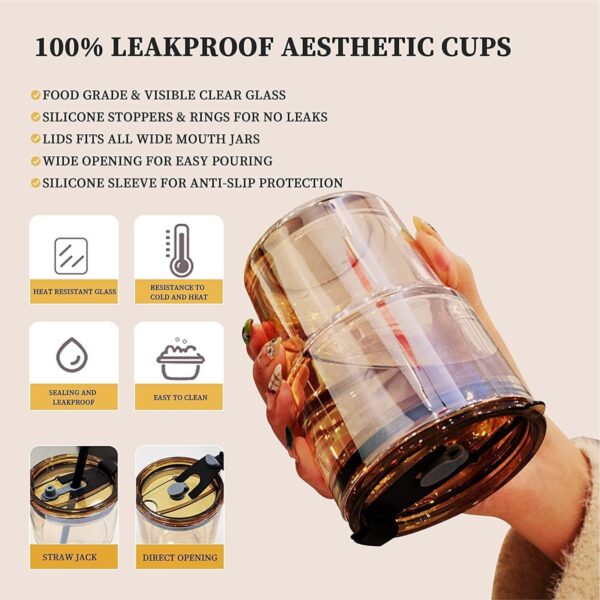 Glass Cup with Glass Straw - Image 2