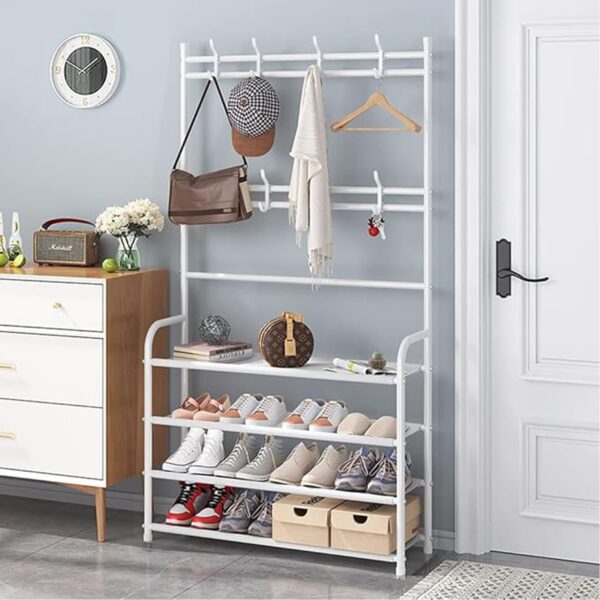 4 Layer Shoe Rack, Hat & Coat Rack - White