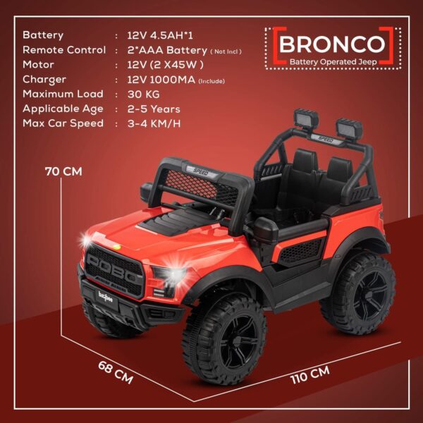 Pobo Jeep Kids Electric Rechargeable Car With Remote Control Upto 8yrs - Image 3