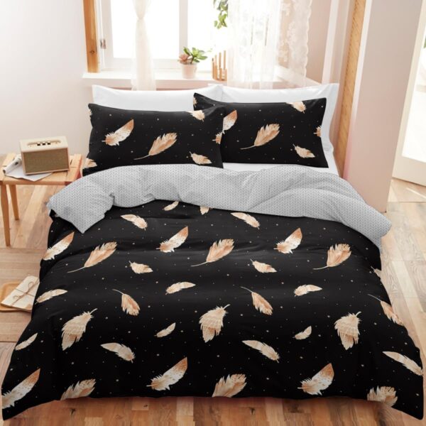 5by6 4pc Duvet Set with 2 Pillowcases, 1 Bedsheet, 1 Duvet Orange Feather Microfiber