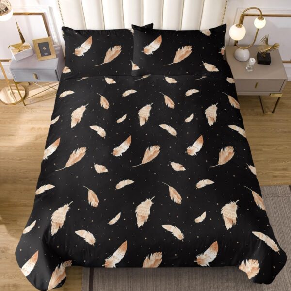 5by6 4pc Duvet Set with 2 Pillowcases, 1 Bedsheet, 1 Duvet Orange Feather Microfiber - Image 3