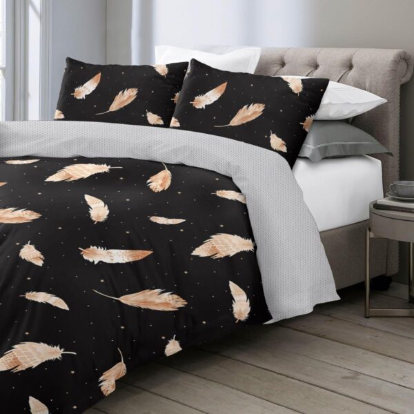 5by6 4pc Duvet Set with 2 Pillowcases, 1 Bedsheet, 1 Duvet Orange Feather Microfiber - Image 2