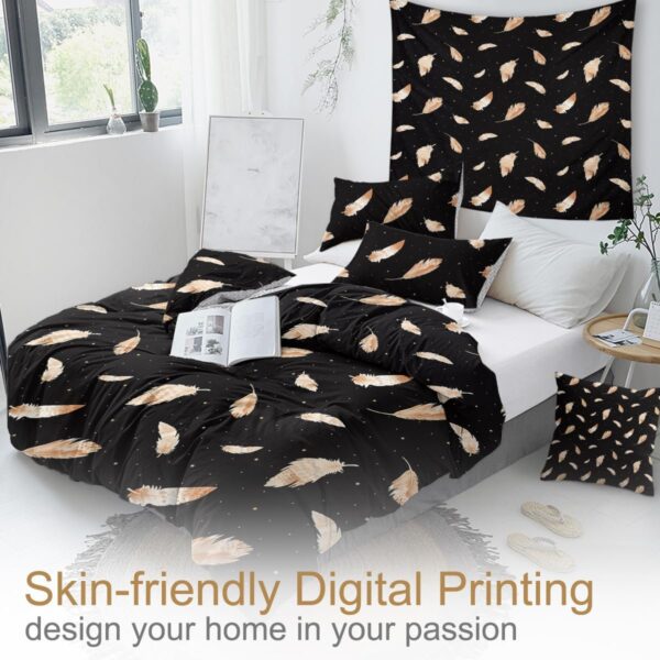 5by6 4pc Duvet Set with 2 Pillowcases, 1 Bedsheet, 1 Duvet Orange Feather Microfiber - Image 6