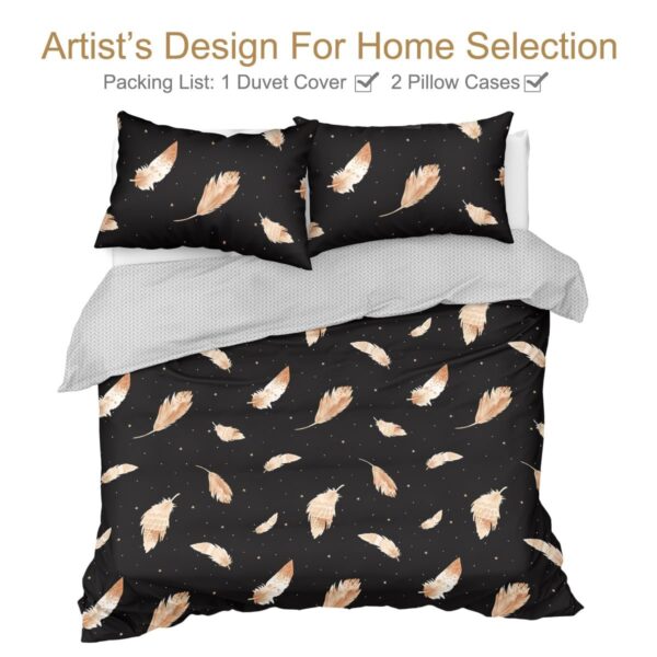5by6 4pc Duvet Set with 2 Pillowcases, 1 Bedsheet, 1 Duvet Orange Feather Microfiber - Image 5
