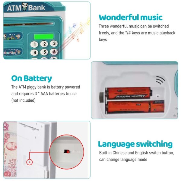 Fingerprint ATM Piggy Bank Saving Box For Kids - Image 6