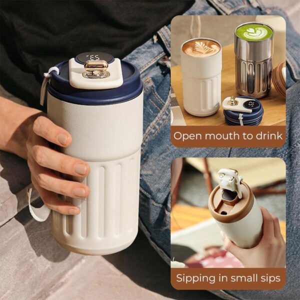 Coffee Insulated Thermal Mug 450ml with Temperature Display - Image 2