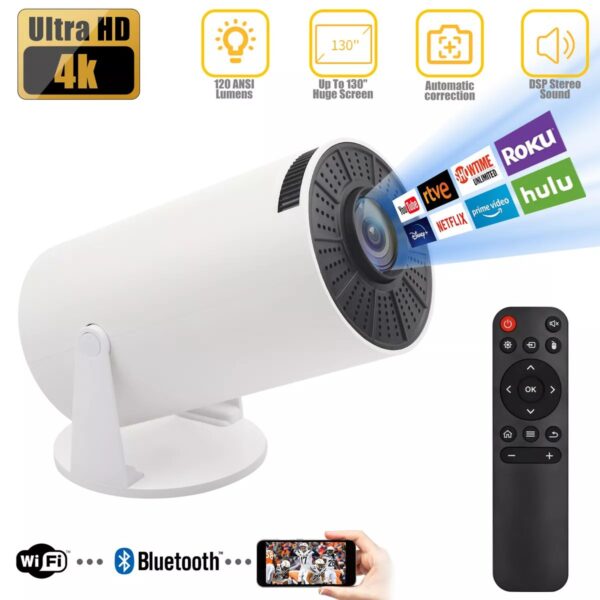 4K Mini Projector 10000 Lumen LED 1080P WiFi Bluetooth UHD Portable Home Theater - Image 2