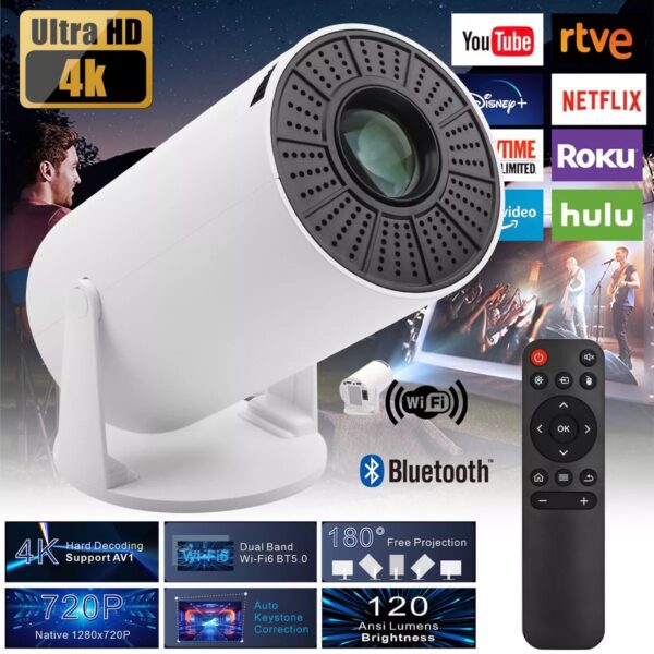 4K Mini Projector 10000 Lumen LED 1080P WiFi Bluetooth UHD Portable Home Theater