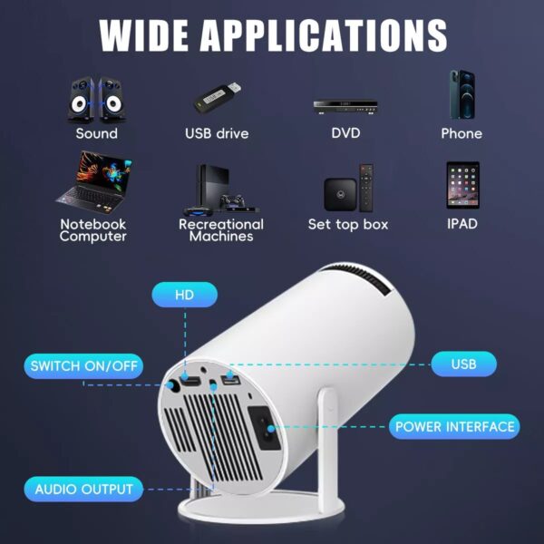 4K Mini Projector 10000 Lumen LED 1080P WiFi Bluetooth UHD Portable Home Theater - Image 6