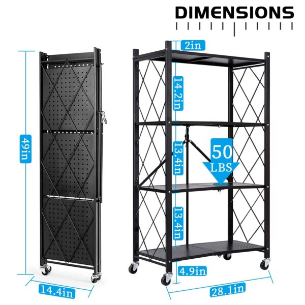 4 Tier Foldable Kitchen Storage Shelf Trolley - Image 2