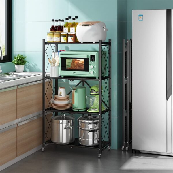 4 Tier Foldable Kitchen Storage Shelf Trolley