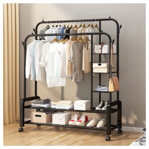 Cloth Hanger Garment Rail Withers Portable Clothes Drying Rack Commercial Coat Hanging Organiser Maximum Load of 60Kg Black