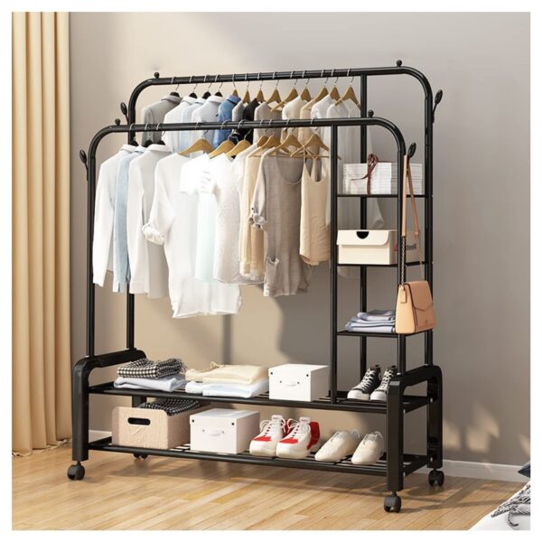 Cloth Hanger Garment Rail Withers Portable Clothes Drying Rack Commercial Coat Hanging Organiser Maximum Load of 60Kg Black