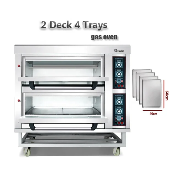 Yearmay Commercial Gas Oven Double Deck 4 Trays Professional Baking Oven - Image 2