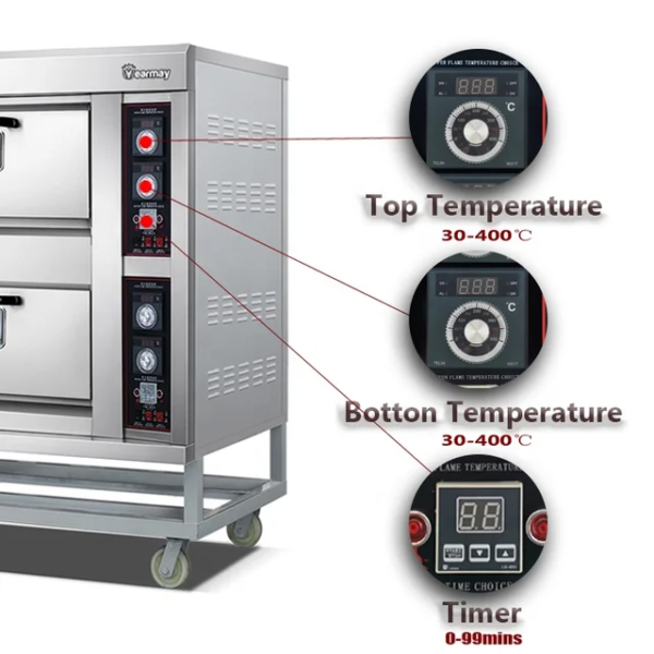 Yearmay Commercial Gas Oven Double Deck 4 Trays Professional Baking Oven - Image 5