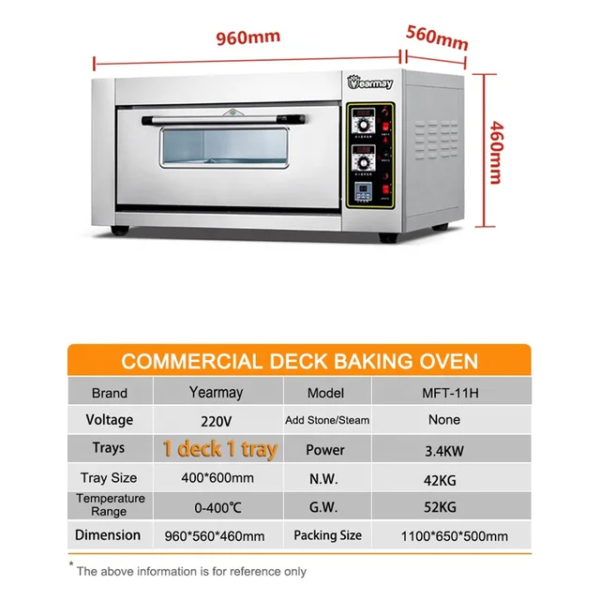 Yearmay Electric Commercial Oven Single Deck 1 Tray Professional Baking Oven - Image 3