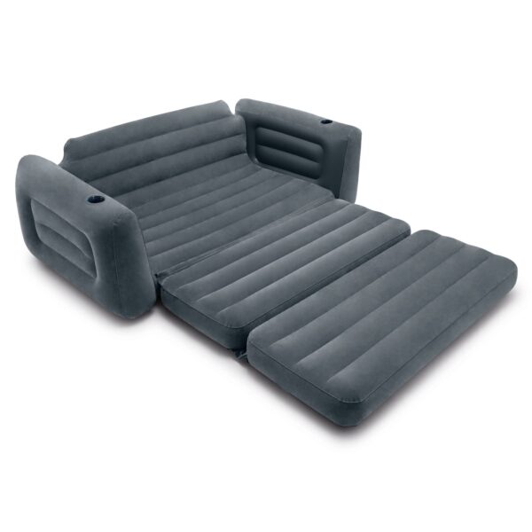 Camping Intex Inflatable Furniture with Pull Out Sofa Chair Queen Sized Air Bed Mattress w Free Pump