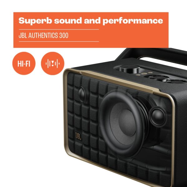 JBL Authentic 300 - Retro Style Wireless Bluetooth/WiFi Home Speaker, Built in Battery (4800mAh) - Image 6