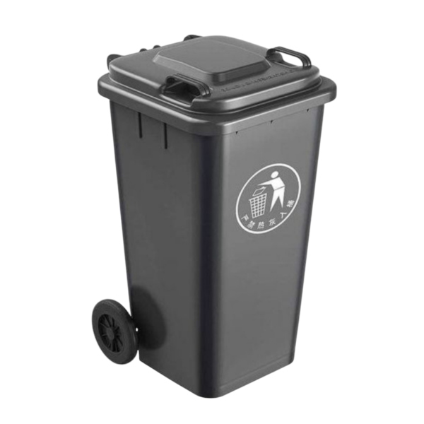 240L Dust Bin/Waste Bin 2 Wheels w Stepper - Black